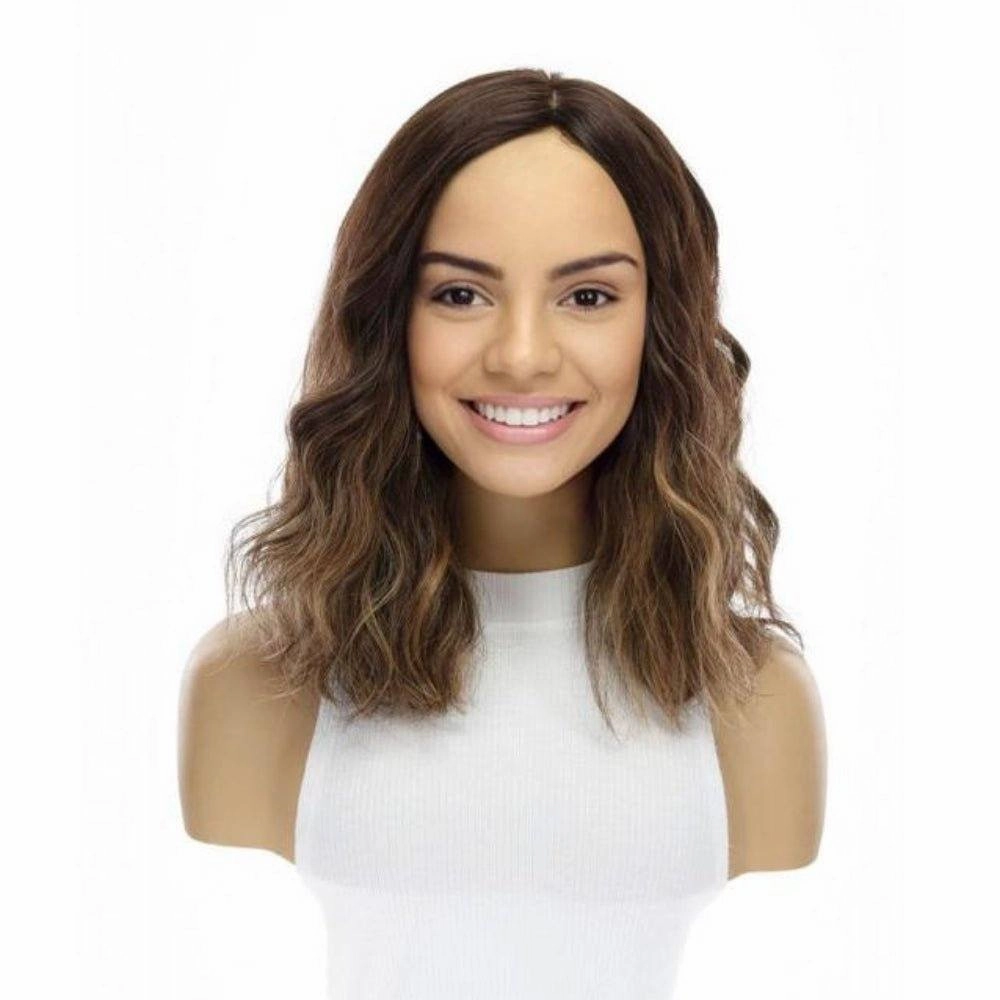 14" Topaz Lace Top Topper Dark Brown Balayage Wavy