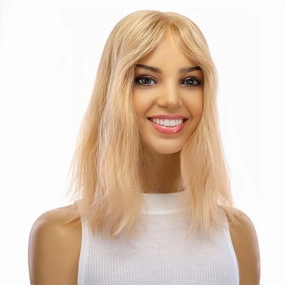 14" Topaz Lace Top Topper Golden Blonde w/ No Rooting Wavy