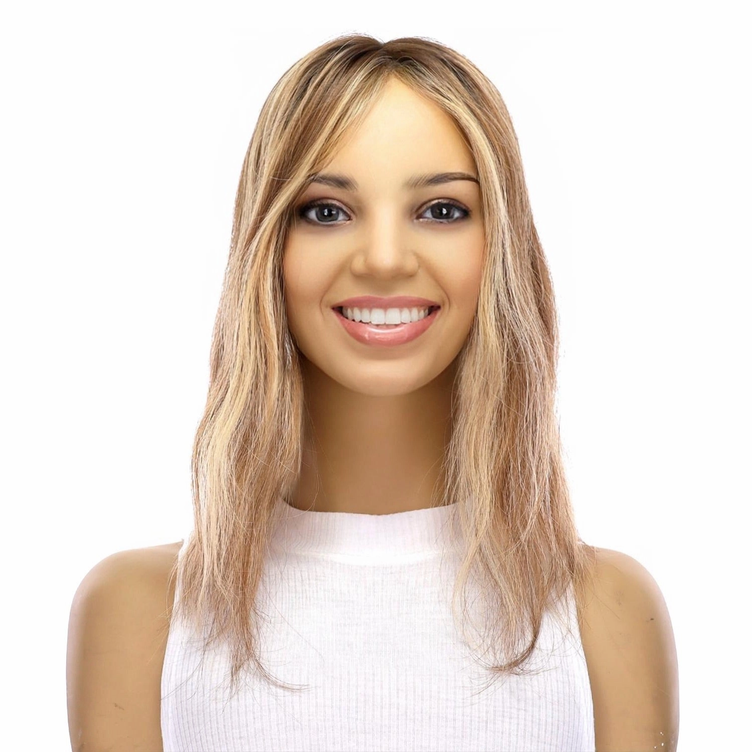 14" Topaz Lace Top Topper Medium Blonde w/ Highlights