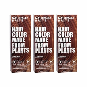 3x Naturally Brite Henna Hair Dye Auburn 75ml