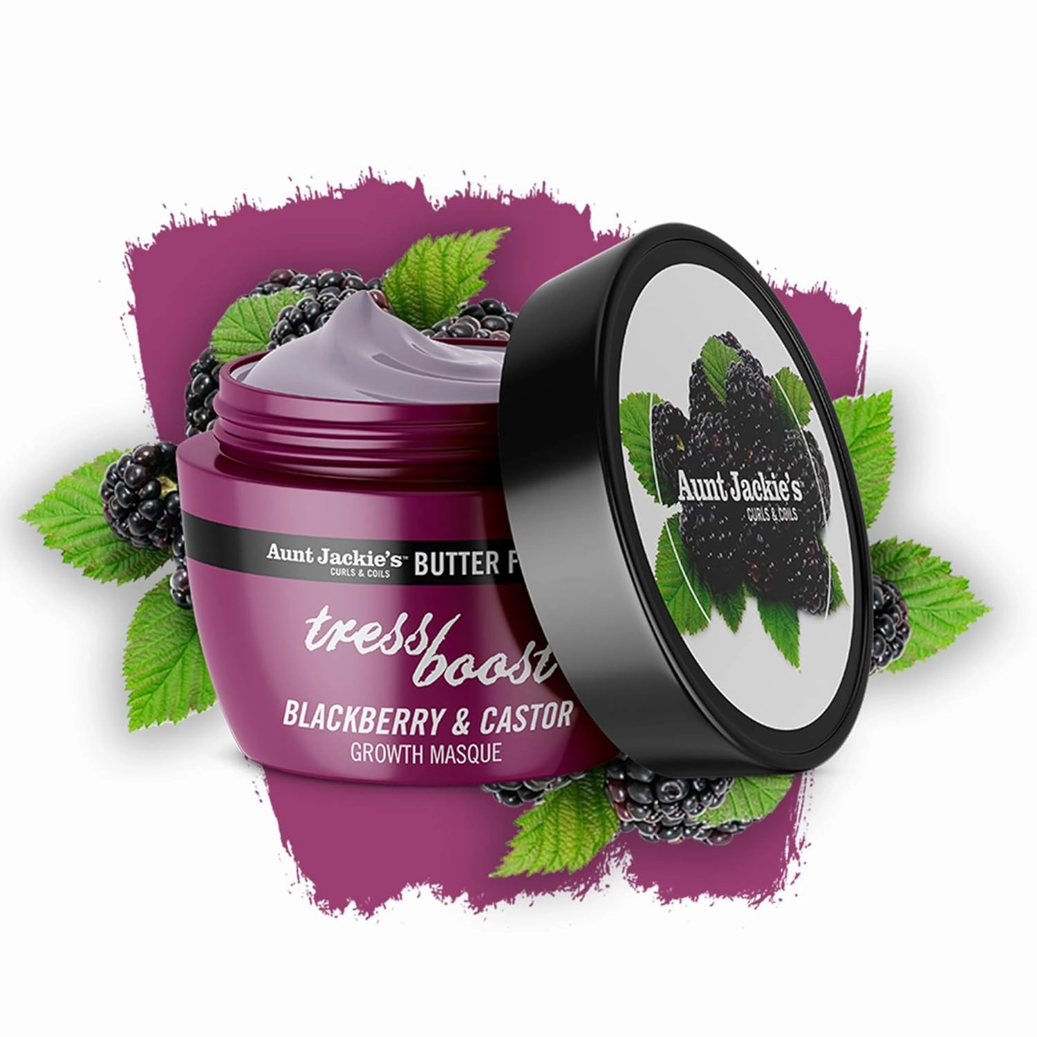 Aunt Jackie's Butter Fusions Tress Boost Blackberry & Castor Growth Masque - 8 oz