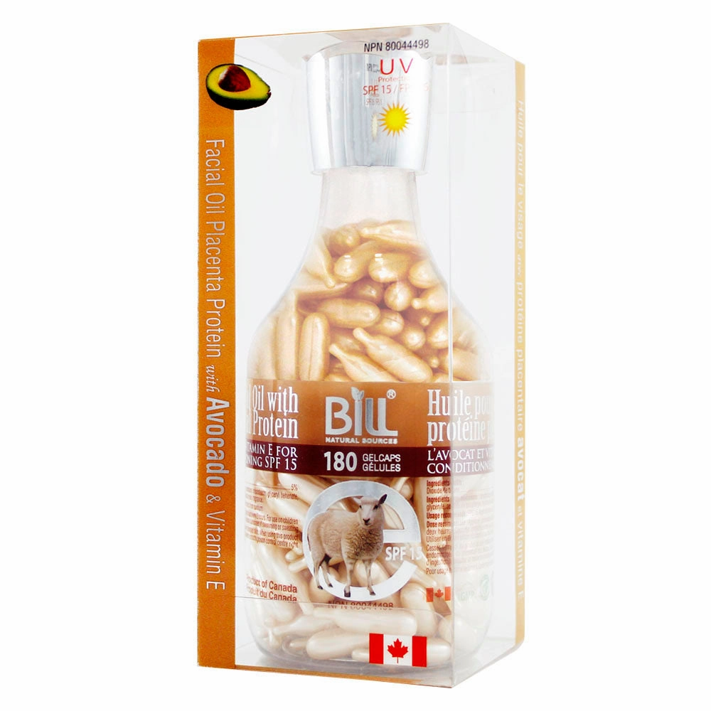 BILL Natural Sources® Facial Oil with Placenta Protein with Avocado & Vitamin E SPF15 Gelcaps