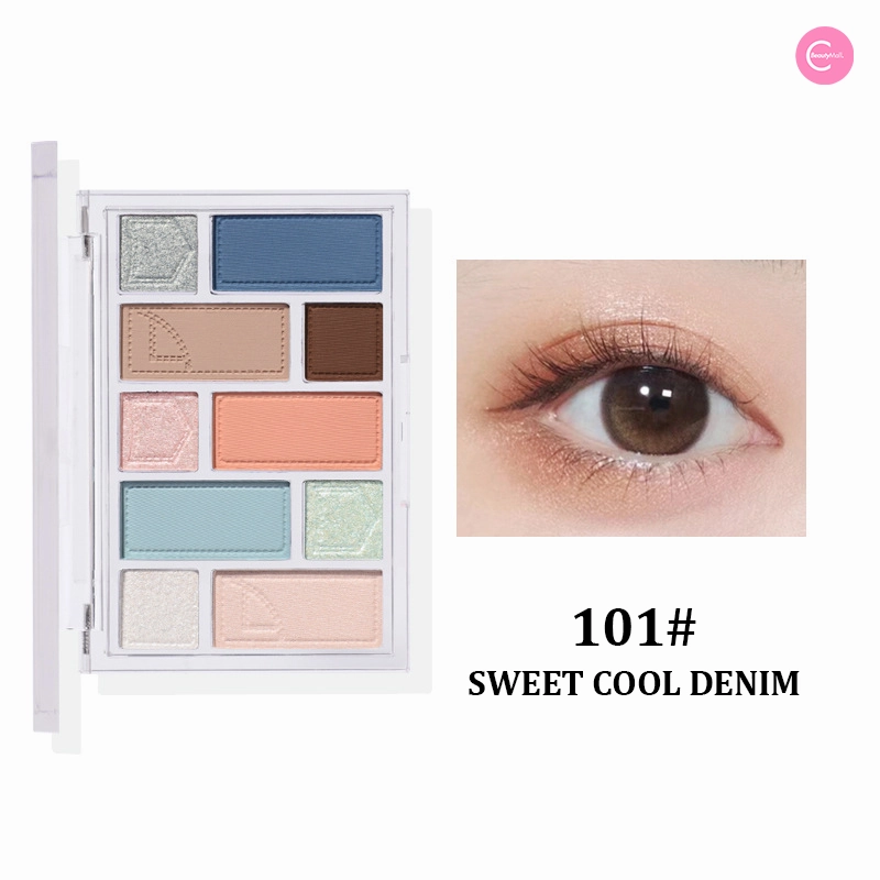Biya Denim-Inspired 10-Color Multi-Texture Eyeshadow Palette