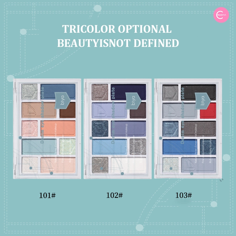 Biya Denim-Inspired 10-Color Multi-Texture Eyeshadow Palette