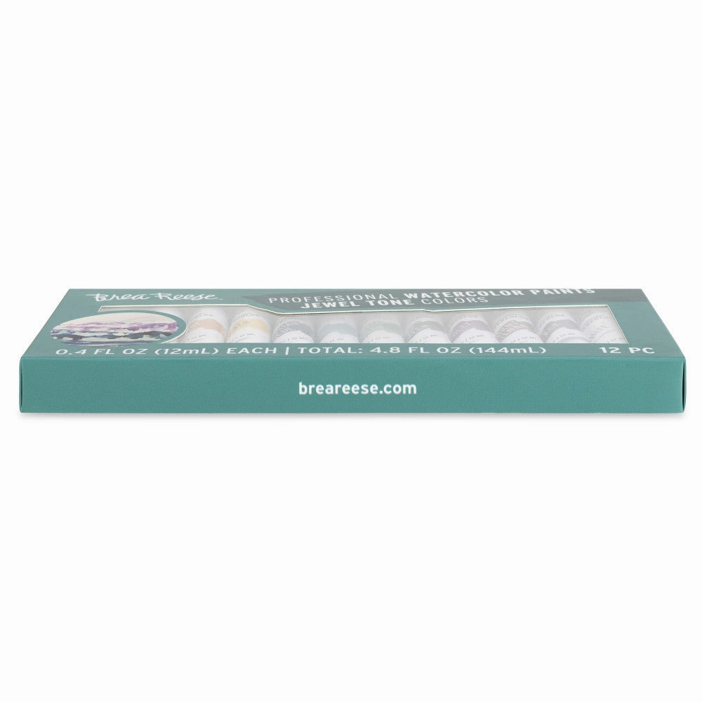 Brea Reese Professional Watercolor Set - Jewel Tones, 12 Vibrant Tubes