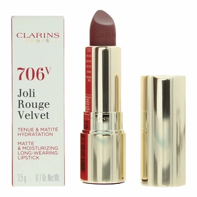 Clarins Joli Rouge Velvet Matte  Moisturizing Long Wear 706V Fig Lipstick 3.5g
