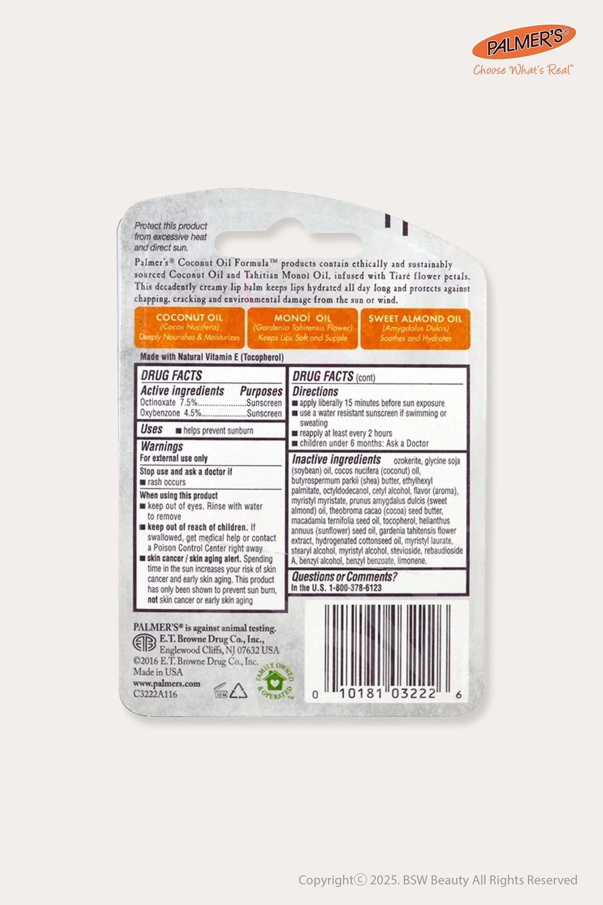 PALMER'S COCONUT OIL FORMULA  LIP BALM 0.15oz