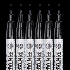 Pintar Acrylic Paint Markers Set - Fine Tip 1mm, Black, 6 Pack