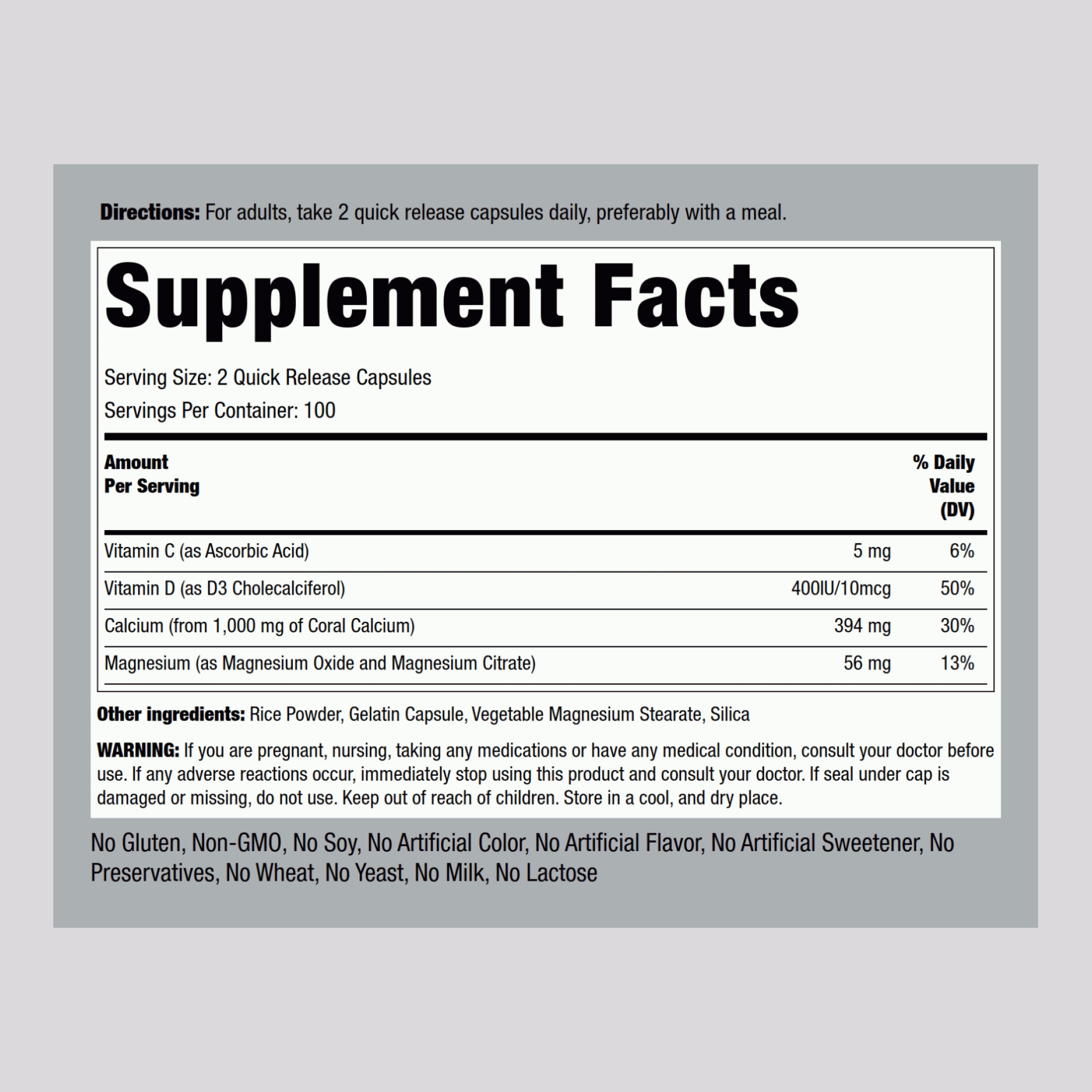 Ultra Coral Calcium Complex, 1000 mg (per serving), 200 Quick Release Capsules